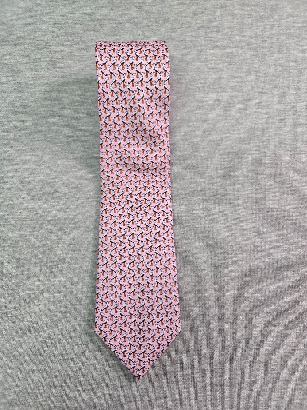 Tommy Hilfiger Tie Mens One Size Pink Silk Bird Print Novelty Necktie Classic
